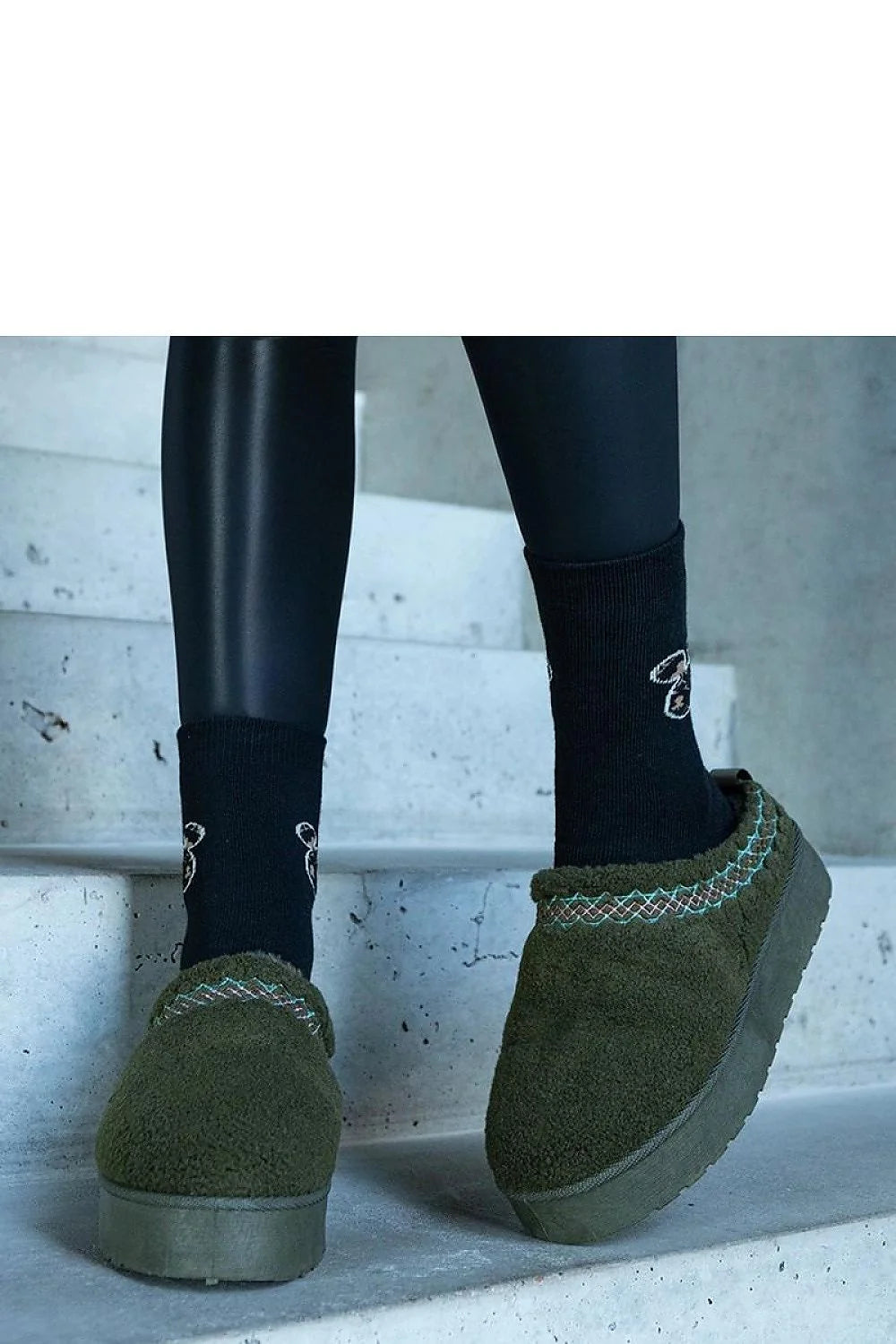 Bottes de neige Solea vert olive mocassin doublure chaude semelle caoutchouc mode hiver femme