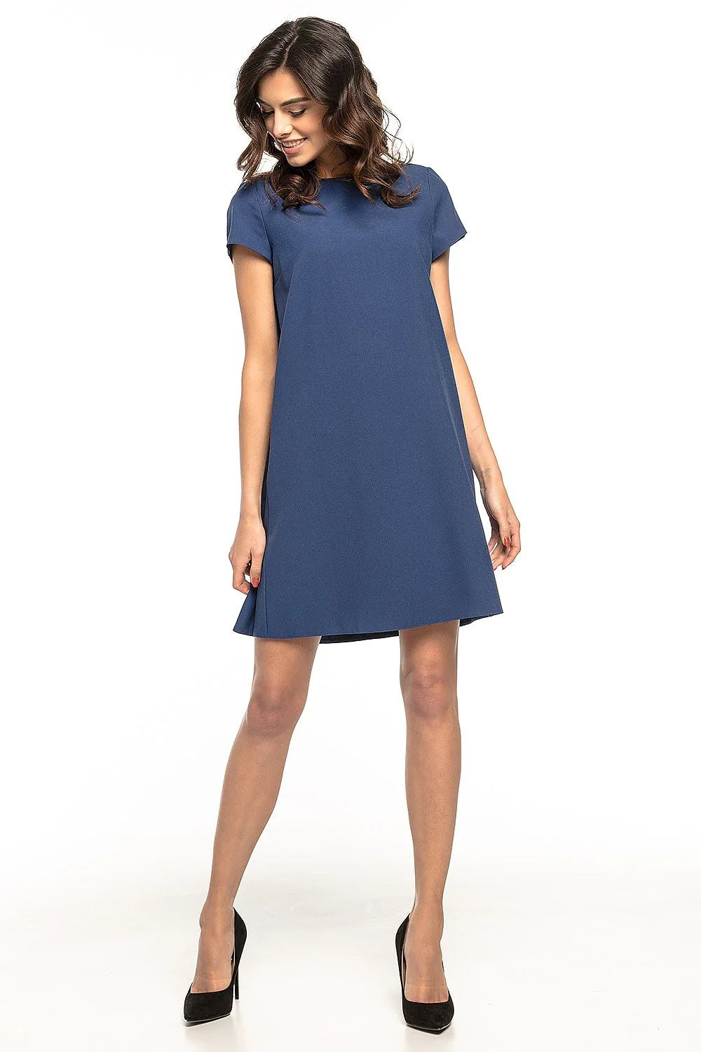 Robe grise en polyester élégante et décontractée manches courtes tendance pour femme mode actuelle