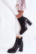 Bottes Chelsea pour femme en cuir naturel, talon haut, élastique latéral, style classique et moderne