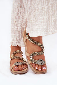 Sandales pour femme élégantes en simili cuir avec strass et motif serpent, confortable, moderne, été, taille 36