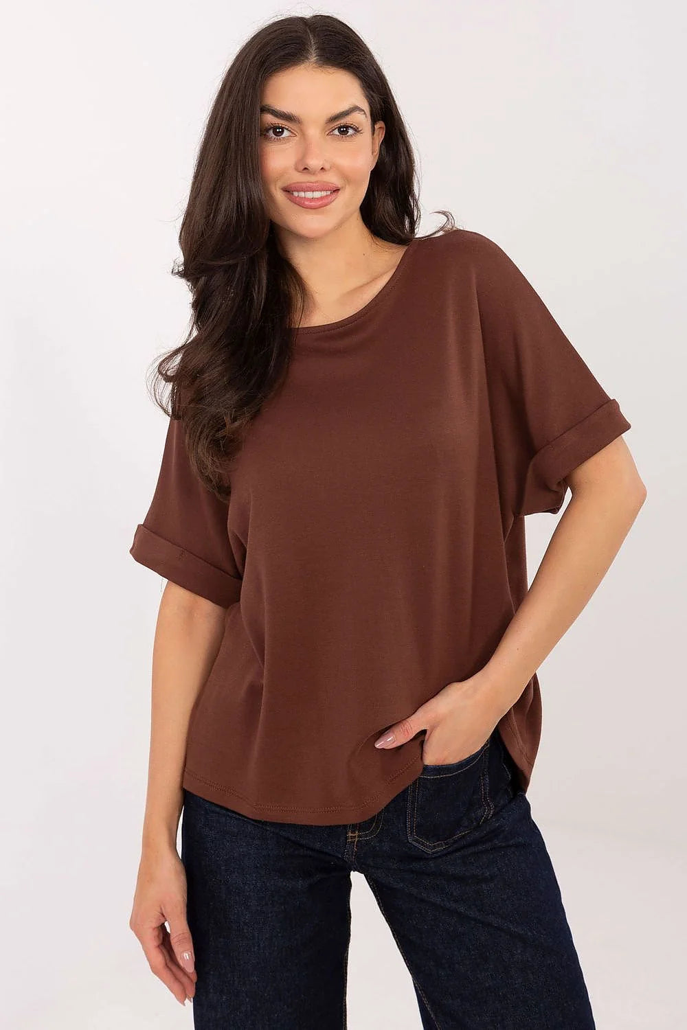 chemisier femme quotidien doux butter coton modal mélange délicat toucher confort journée manches courtes col rond classique longueur standard polyvalent
