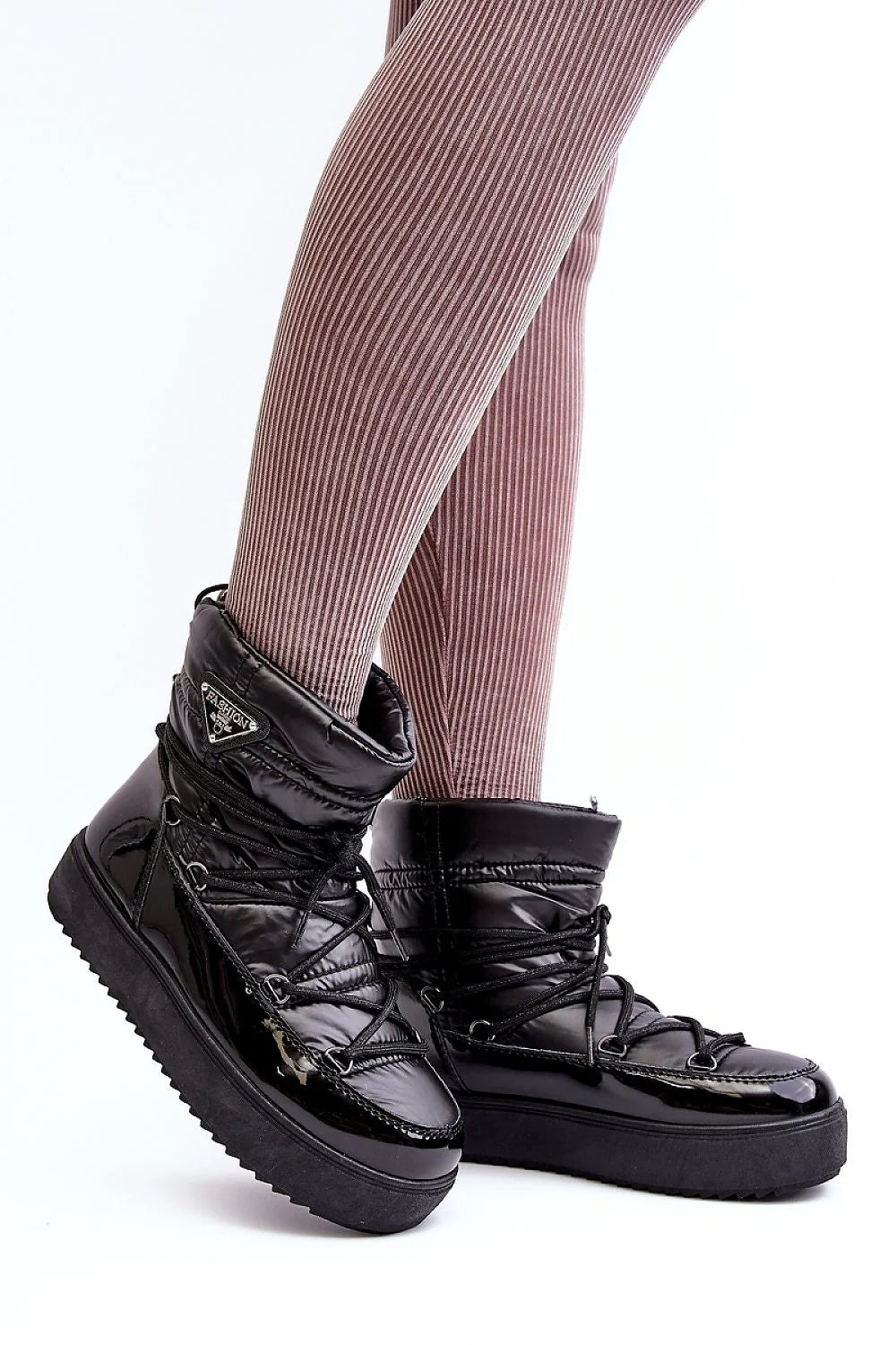 Bottes de neige pour femme style casual urbain cuir écologique fourrure mi-haute plateforme 3.5 cm