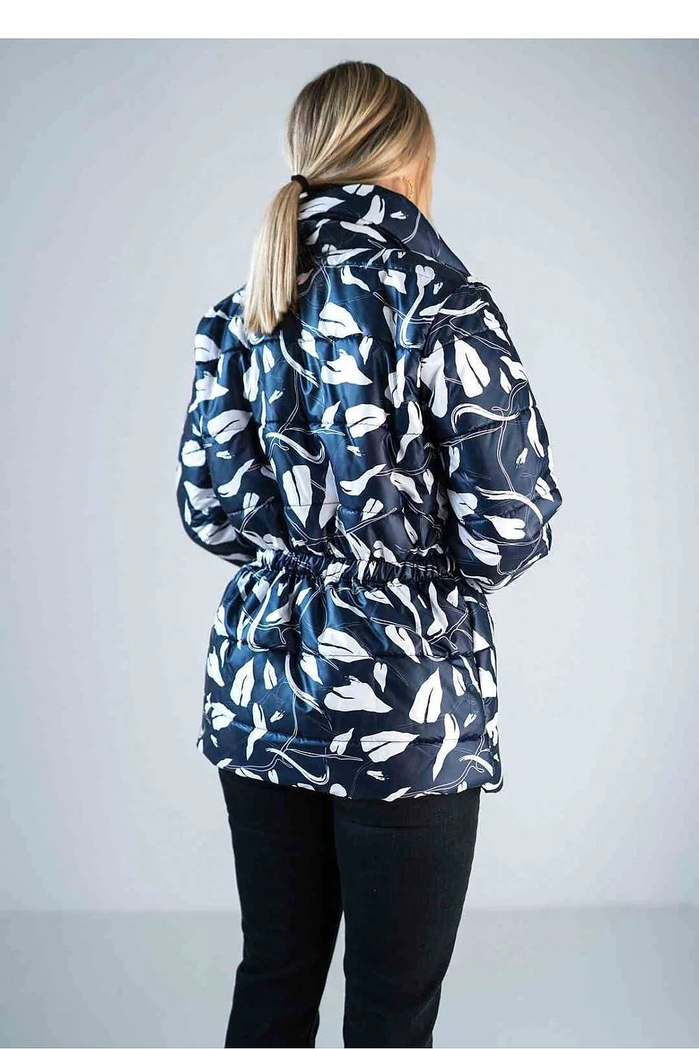 Veste matelassée brillante pour femme longueur hanche col montant style moderne polyester 100 %
