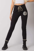 Pantalon survêtement coton élasthanne femme ajusté moderne noir confortable sport urbain quotidien élégant