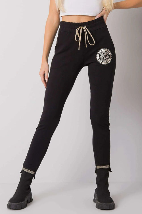 Pantalon survêtement coton élasthanne femme ajusté moderne noir confortable sport urbain quotidien élégant