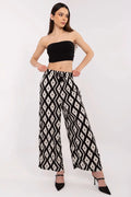 Pantalon femme Sublevel en viscose aérée, style décontracté, taille haute ajustable, motif géométrique, idéal pour look moderne
