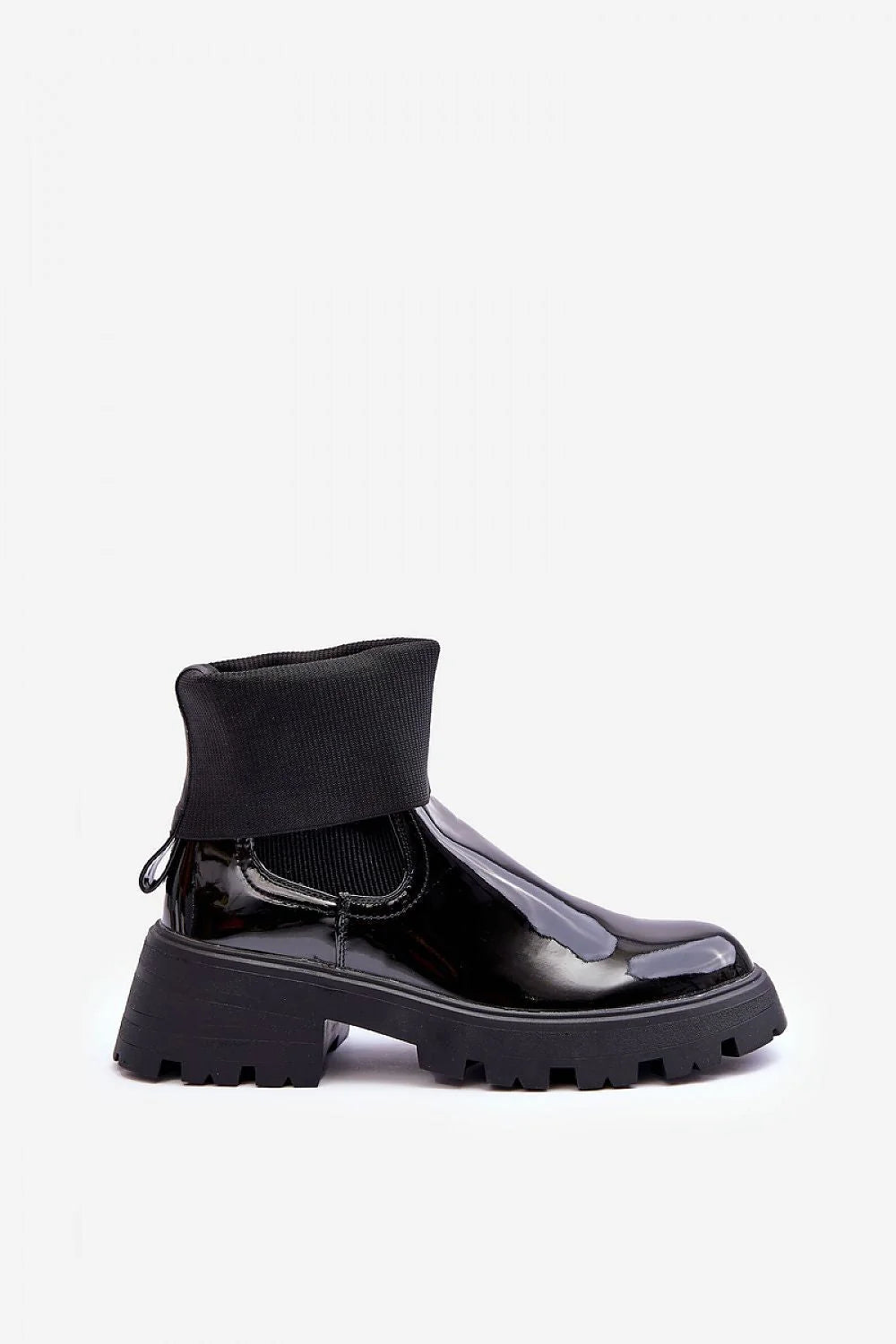 Bottines élégantes Jodhpur Step in style en cuir verni noir talon massif semelle épaisse femmes
