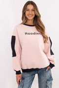 Sweatshirt Femme Casual Moderne Design Écriture Hoodies Coton Mélange Coupe Ample Manches Longues Col Rond
