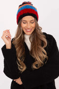 Bonnet d'hiver pour femmes en tricot coloré avec pompon multicolore, design moderne et coupe ajustée, accessoire tendance et chaud