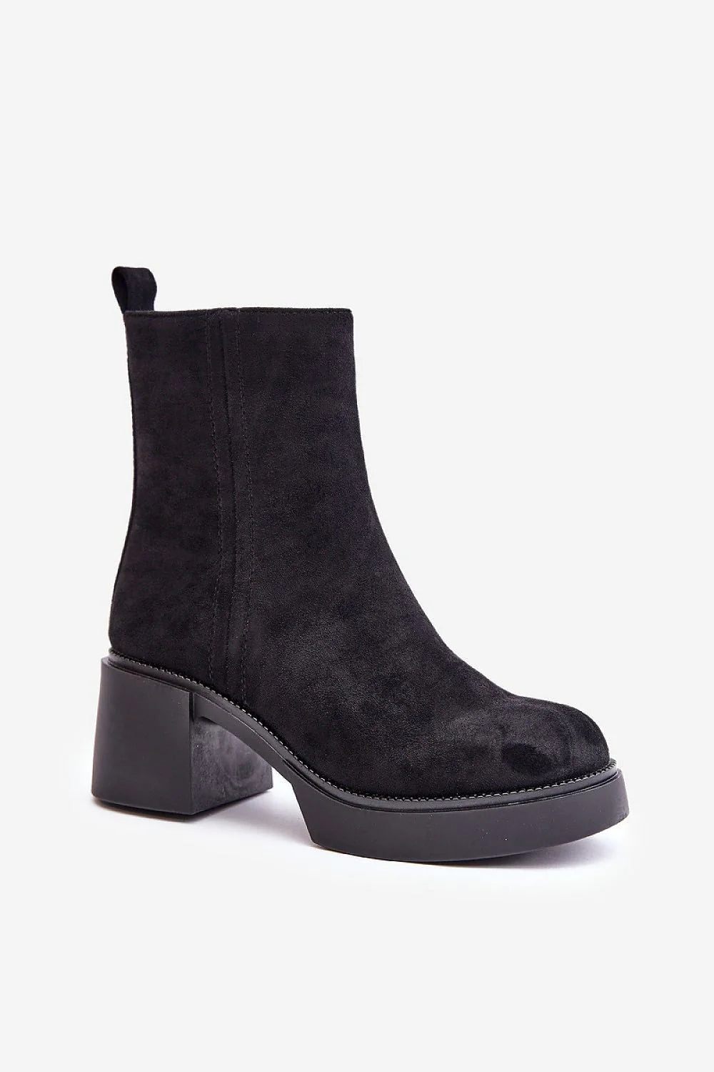 Bottes élégantes à talon aiguille et plateforme en suédine noire pour femmes, style moderne, confort thermique, design arrondi, look chic automne-hiver
