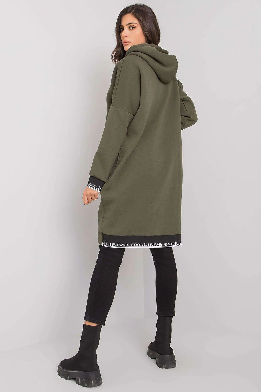 Manteau long oversize en coton décontracté beige urbain avec capuche fermeture éclair pour femmes modernes