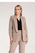 Blazer femme Figl en élasthanne et polyester coupe classique manches longues sans fermeture tailleur beige taille S/M