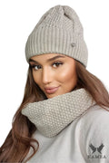 ensemble tricoté Kamea femme automne hiver élégant confortable bonnet snood torsadé côtelé slouchy taupe laine douce