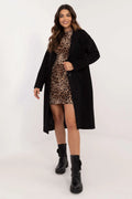 Manteau Och Bella long intemporel noir en polyester haute qualité coupe classique boutons simples doublure confortable