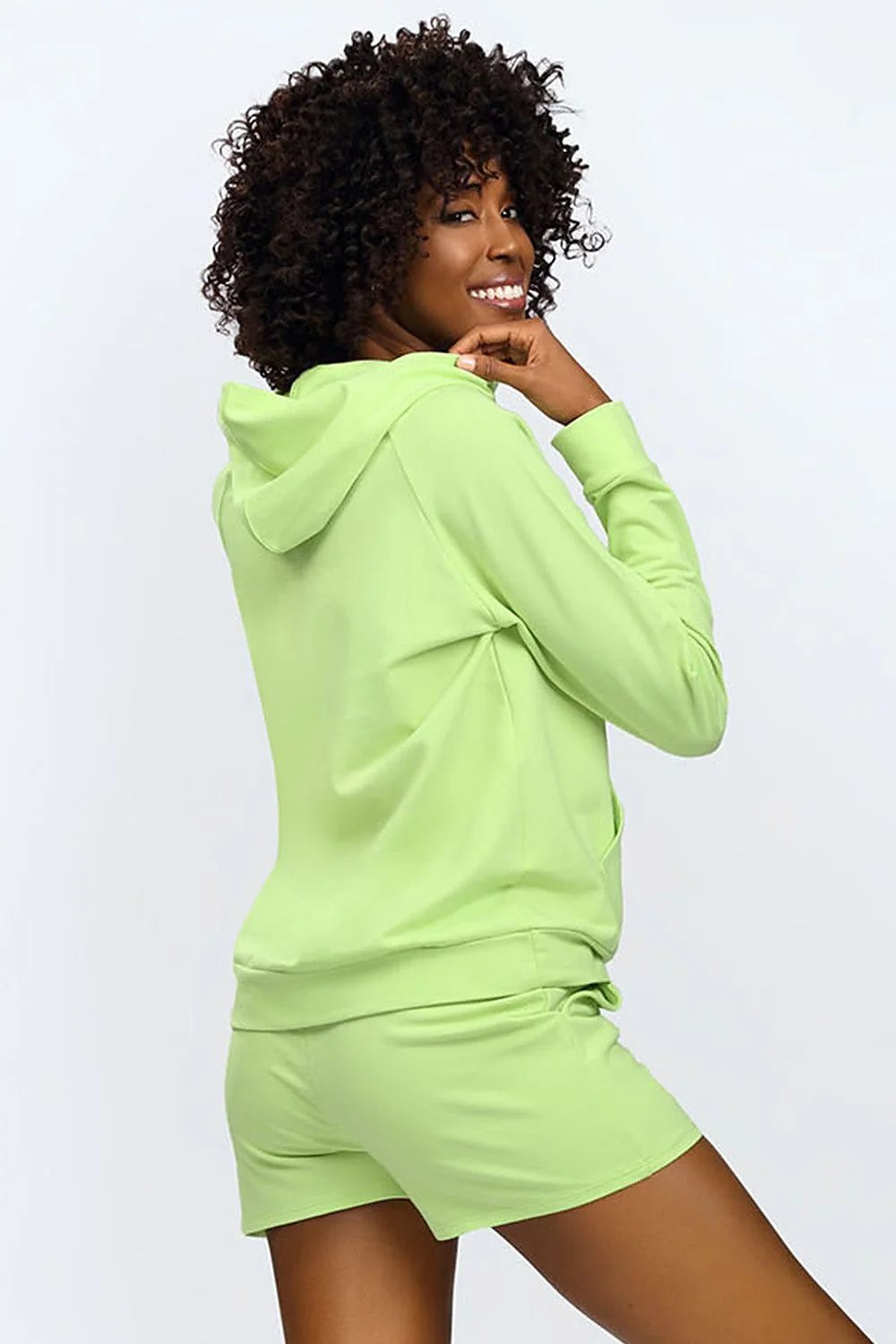 Ensemble DKaren sweatshirt capuche short femme matière haute qualité style décontracté couleur vert clair