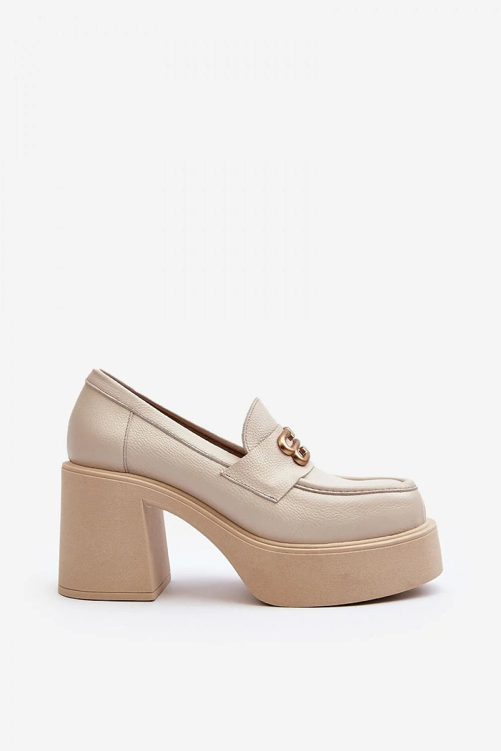 Chaussures basses à talons Step in style mocassins plateforme cuir synthétique beige clair femmes talon 9 cm confortable