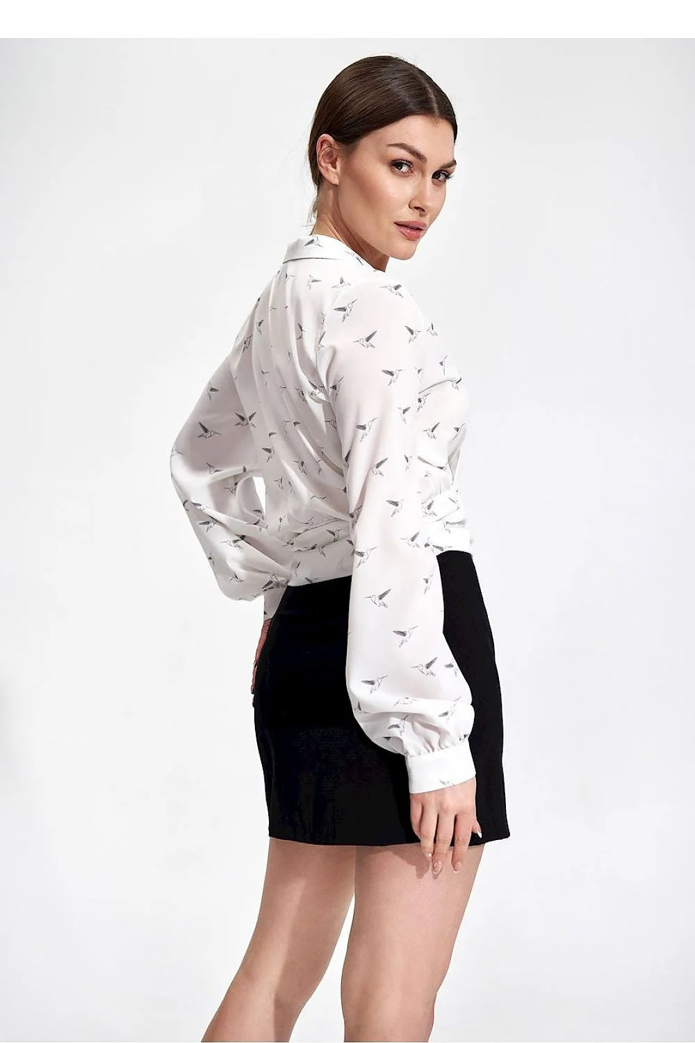 Jupe courte rosé vif polyester élasthanne imprimé floral moderne cache-cœur manches longues ceinture ajustée soirée événements