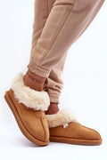 Pantoufles pour femmes élégantes en suédine écologique fourrure blanche intérieure antidérapante basse hauteur 2 cm