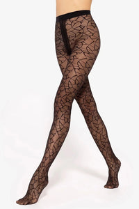 collant femme fantaisie résille semitransparent noir taillehaute maintien confortable motif mosaïque graphique arcs entrelacés opaque maille extensible chic moderne soirée
