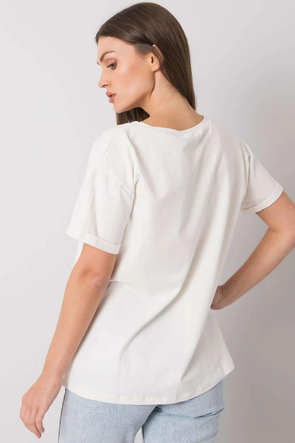 T-shirt Fancy pour femme, style décontracté, coupe ample, manches courtes, encolure ronde, impression graphique Princess, coton 95% lycra 5%, bleu clair, finitions épurées, mode Casual