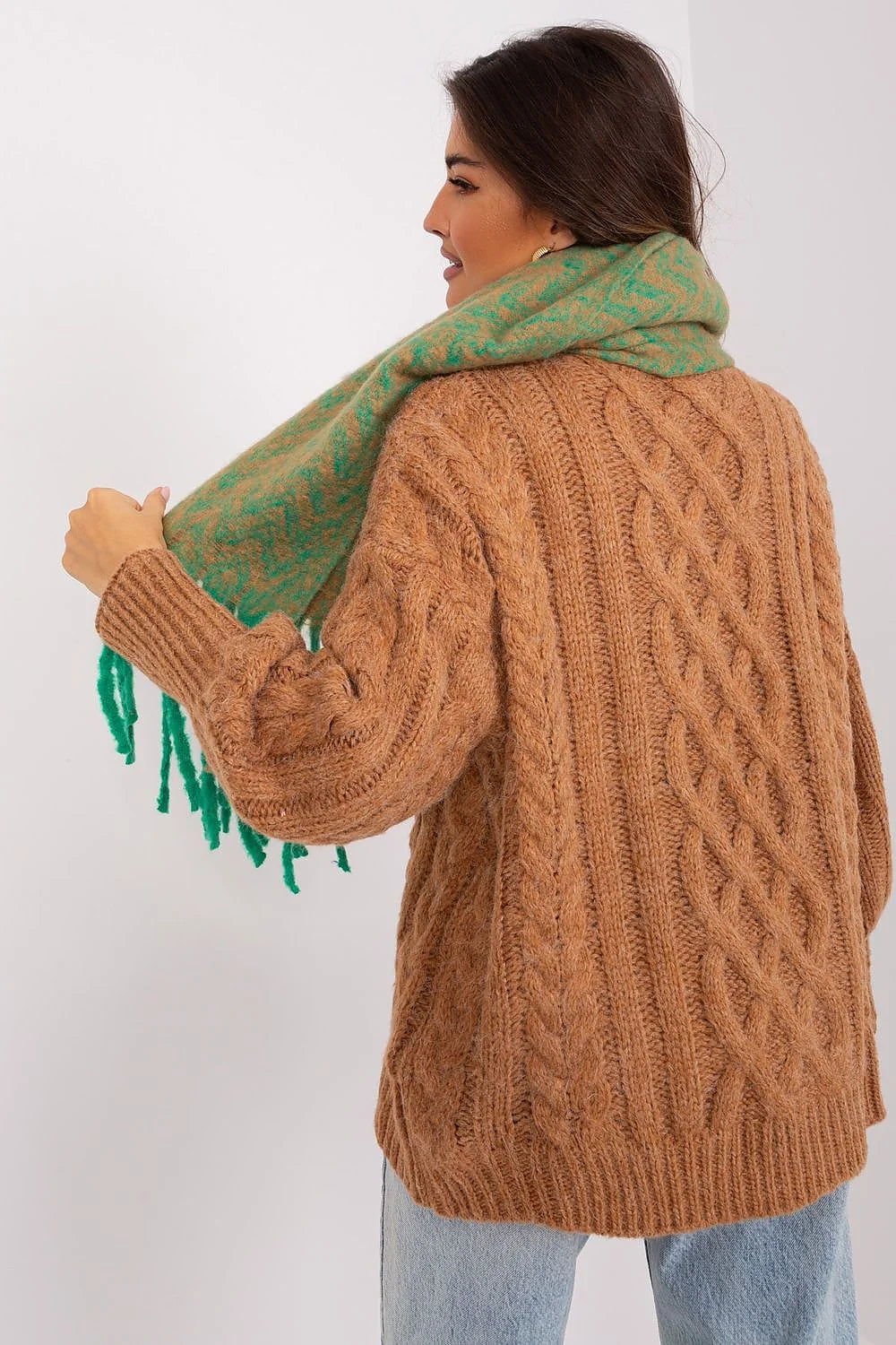 Écharpe AT longue motif chevron automne hiver laine acrylique femmes franges longues style moderne cosy