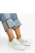 Baskets pour femmes vert pastel design moderne coupe basse semelle épaisse confortable style casual