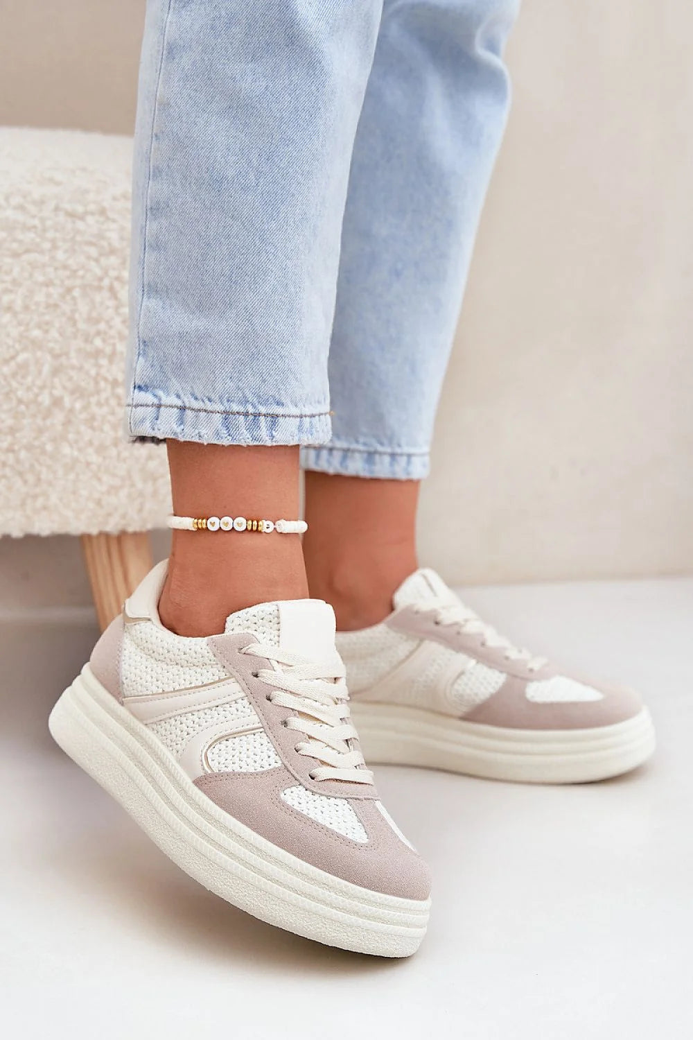 Chaussures de sport Step in style pour femmes plateforme design moderne style casual confortable amorti élevé cuir synthétique tissu maille