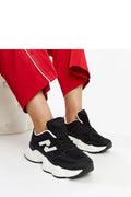 baskets femme chunky mesh noir empiècements synthétique semelle blanche compensée oversize sculptée crantée maintien col rembourré lacets respirante