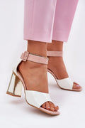 Sandales à talons bloc Vinceza cuir artificiel rose pâle doré occasion spéciale soirée cérémonie femmes élégance confort ajustable