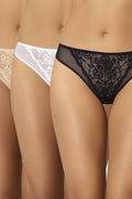 Culottes en dentelle féminines élégantes en maille transparente taille basse classique motifs floraux couleurs neutres beige blanc noir femmes