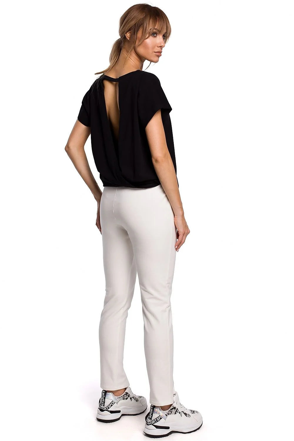 Pantalon long femme coton élasthanne moderne coupe droite fentes avant confort mode urbaine sophistiquée