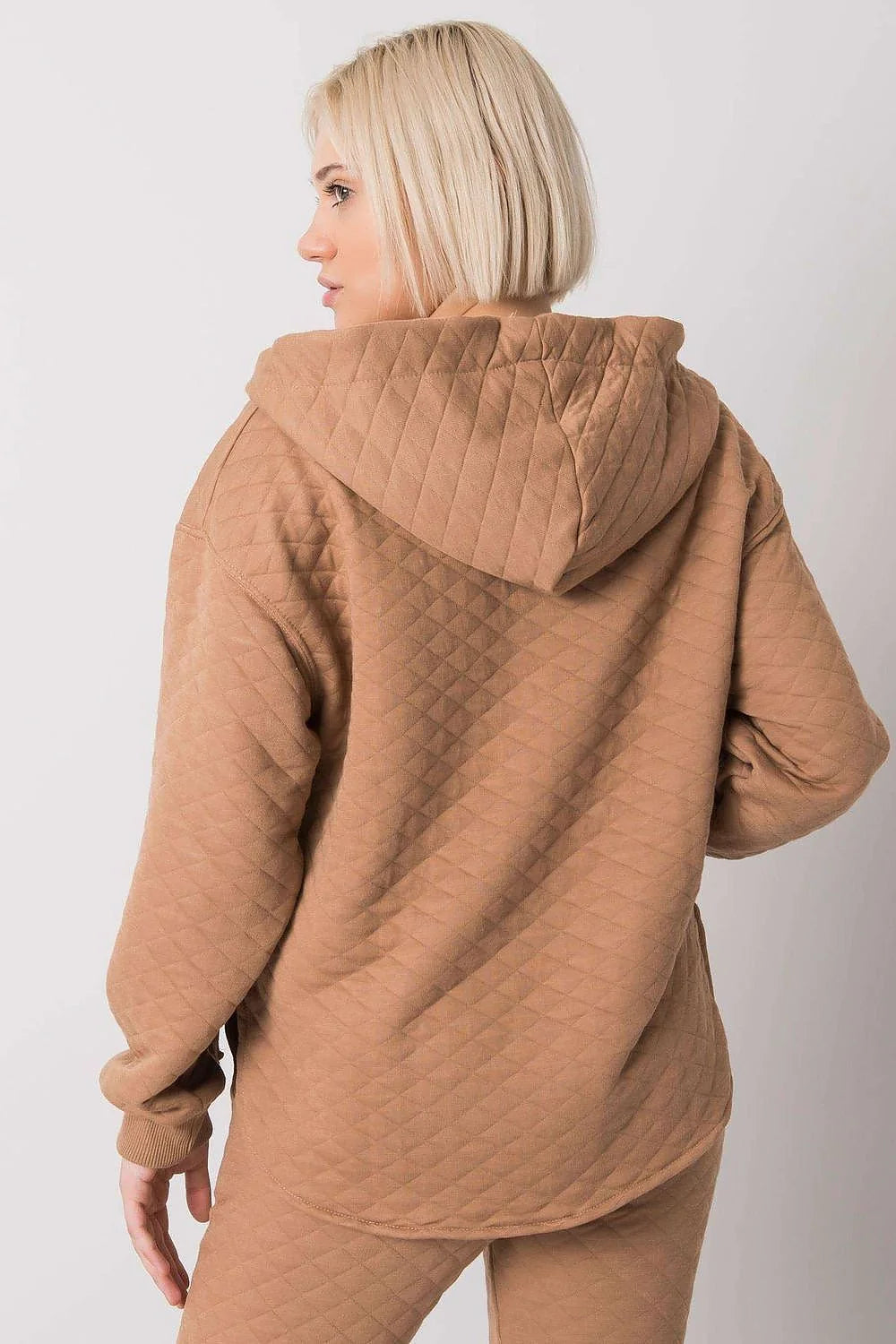 Sweat à capuche matelassé coton vert kaki style décontracté confort chic pour femmes urbaines