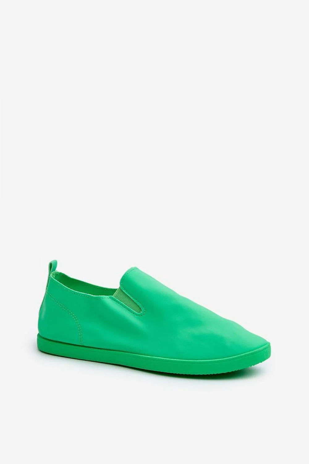 Baskets femme style moderne slip-on couleur verte vives confortables tige basse élastiques semelle caoutchouc urbaine casual look décontracté
