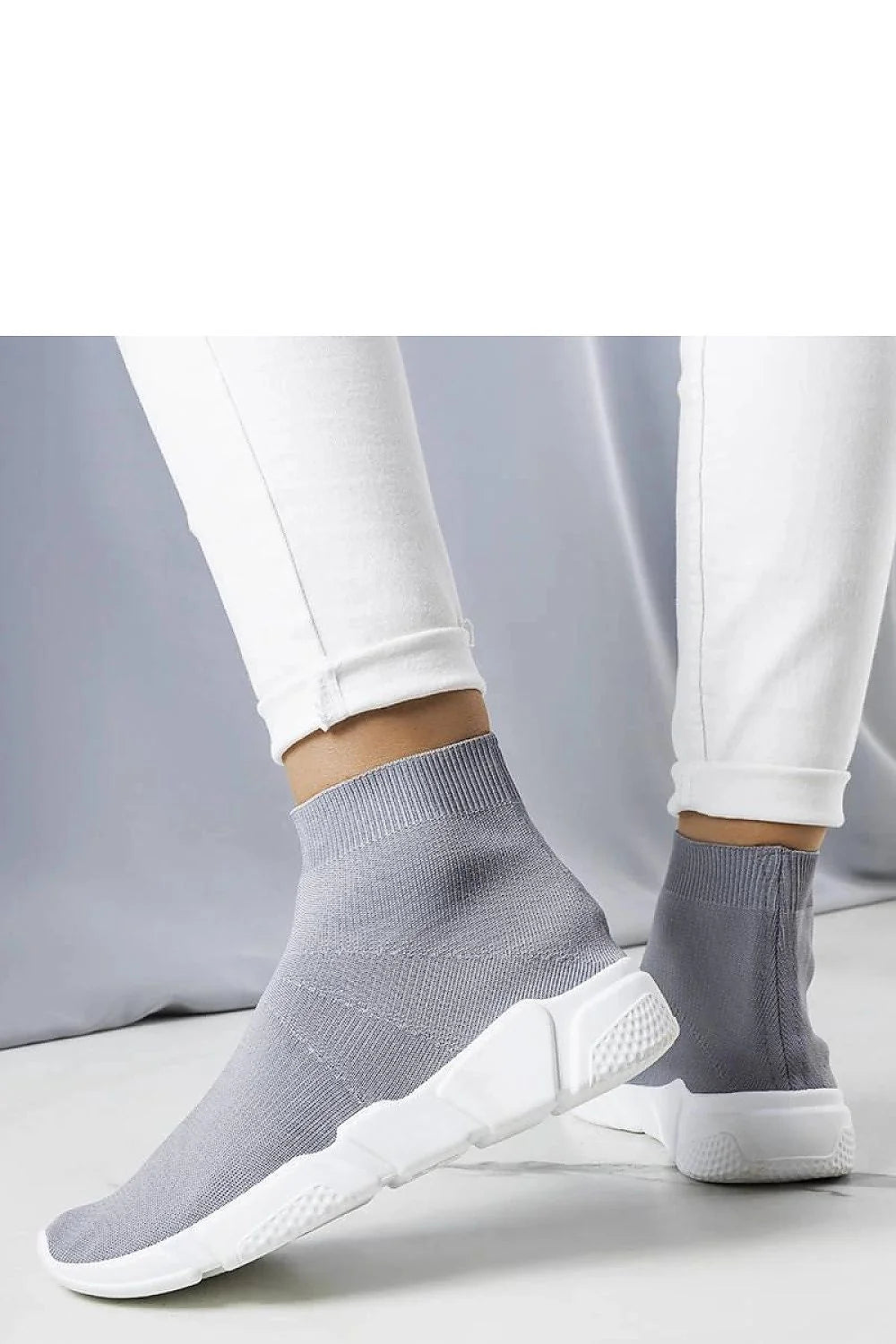 Baskets pour femmes en tissu gris semelle blanche style urbain moderne confort maximal Taille Lo