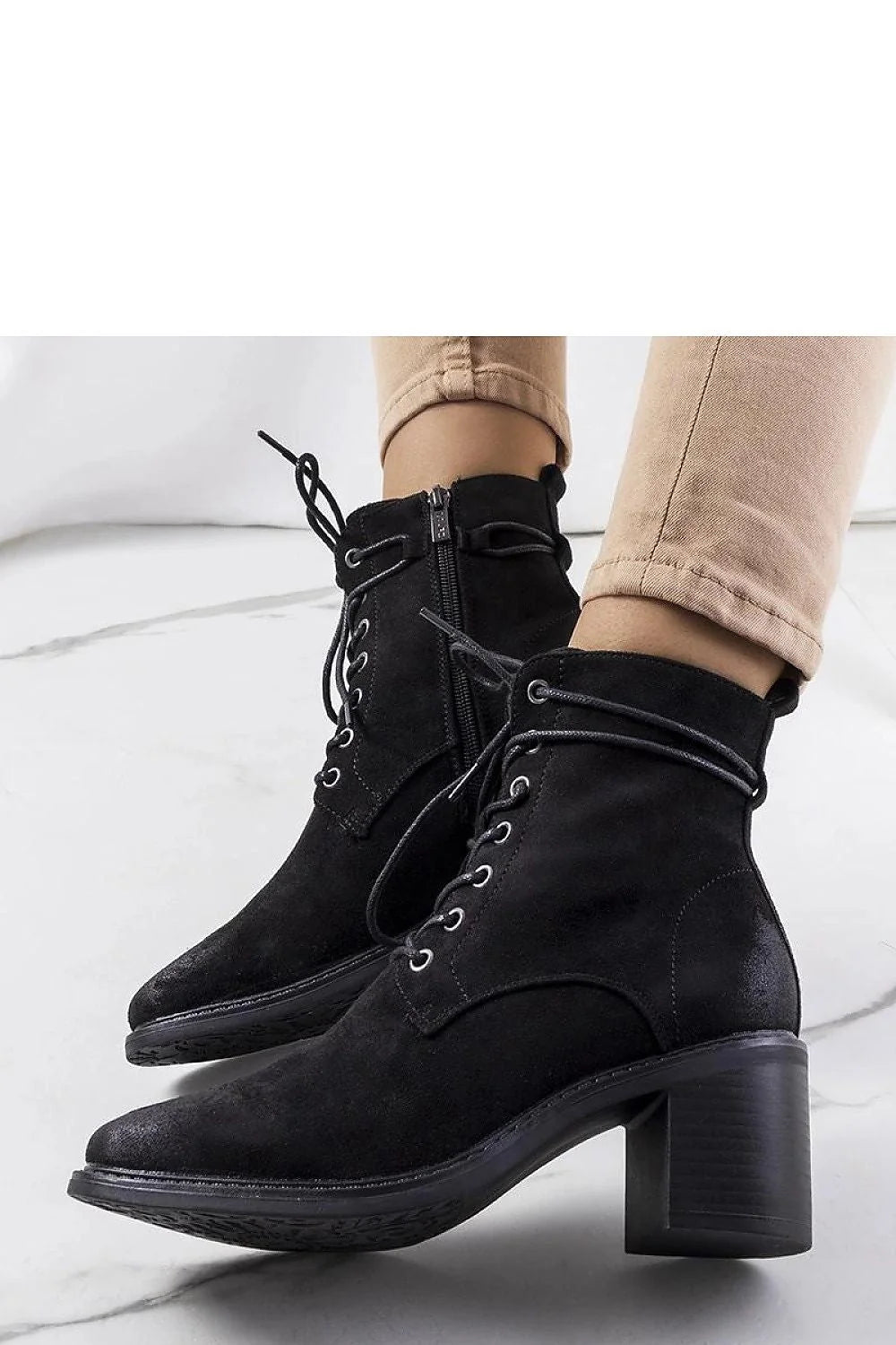 Bottines pour femmes en suédine noire design classique élégant talon stable 5-7 cm occasion quotidienne ou formelle