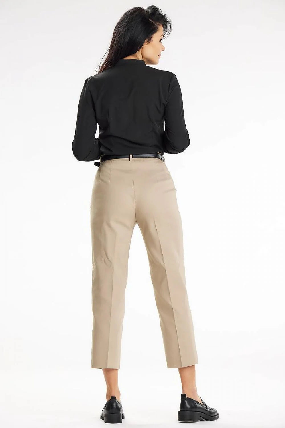 Chemisier femme élégant moderne col montant manches longues en polyester élasthanne ajusté taille S M L XL