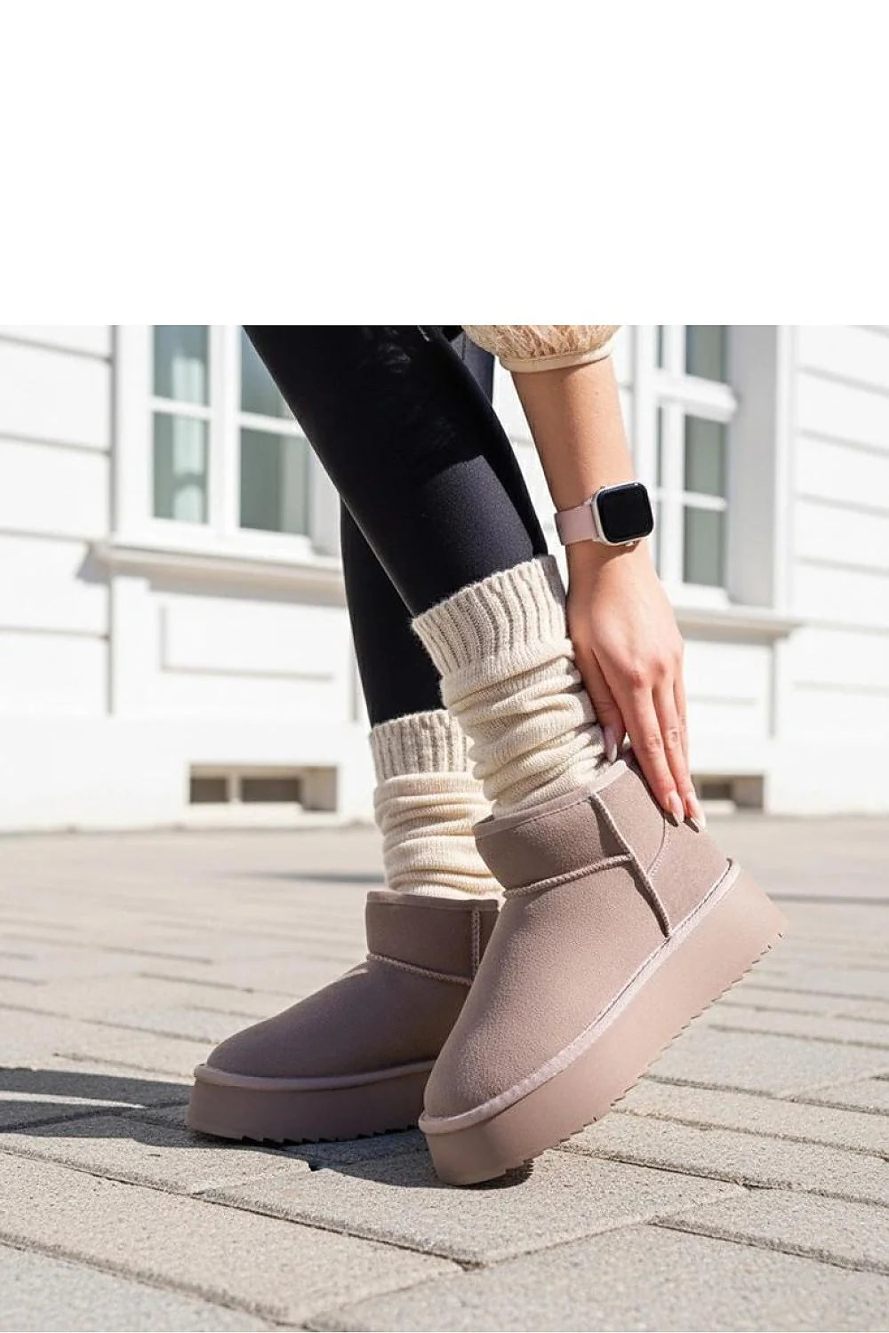 bottines femme neige gemre armona suède gris fourrées doublure lainée plateforme crantée semelle antidérapante bout rond cheville slipon