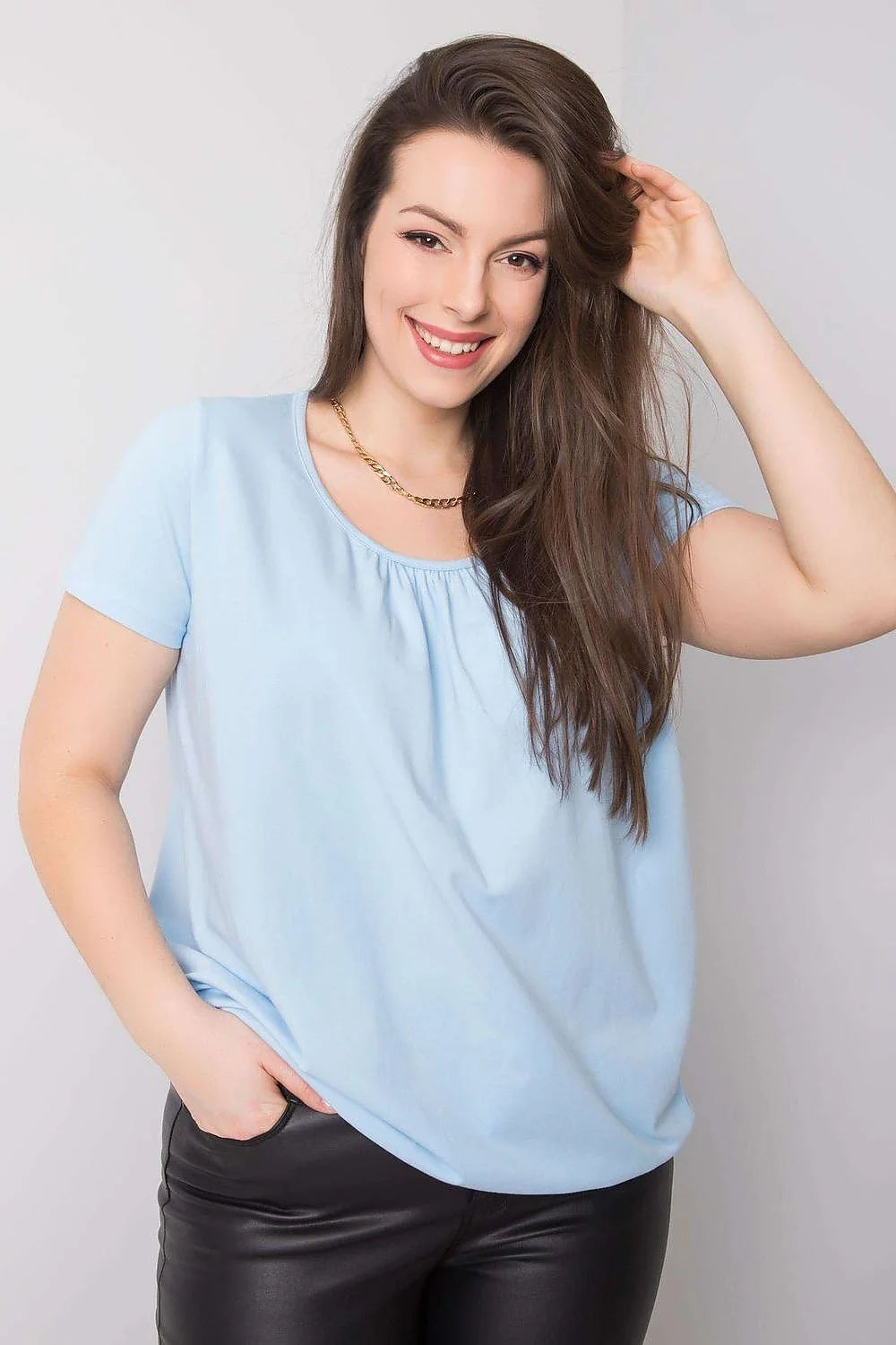 T-shirt BFG pour femme grandes tailles manches courtes col rond coton élasthanne confortable élégance quotidienne