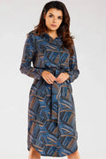 Robe de jour awama pour femme design moderne matériau confortable manches longues ceinture incluse polyester elasthanne