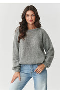 pull femme maille mohair laine polyamide acrylique doux chaud duveteux ample boxy manches longues col rond