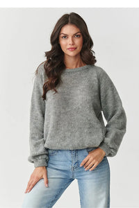 pull femme maille mohair laine polyamide acrylique doux chaud duveteux ample boxy manches longues col rond