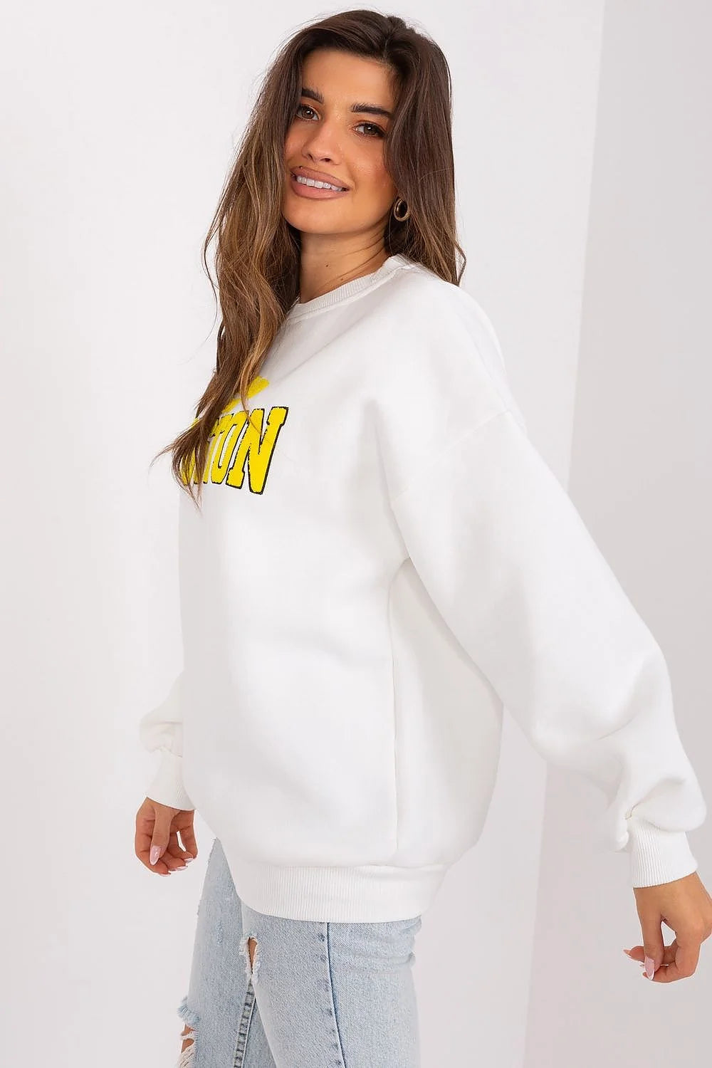 Sweatshirt femme design moderne décontracté lettrage Houston Athl Club 1993 coton polyester confort durable coupe oversize manches longues encolure ronde