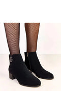 bottines femme suédine noir cheville bout arrondi talon 5 cm carré fermeture éclair bijou strass semelle antidérapante chaude confortable