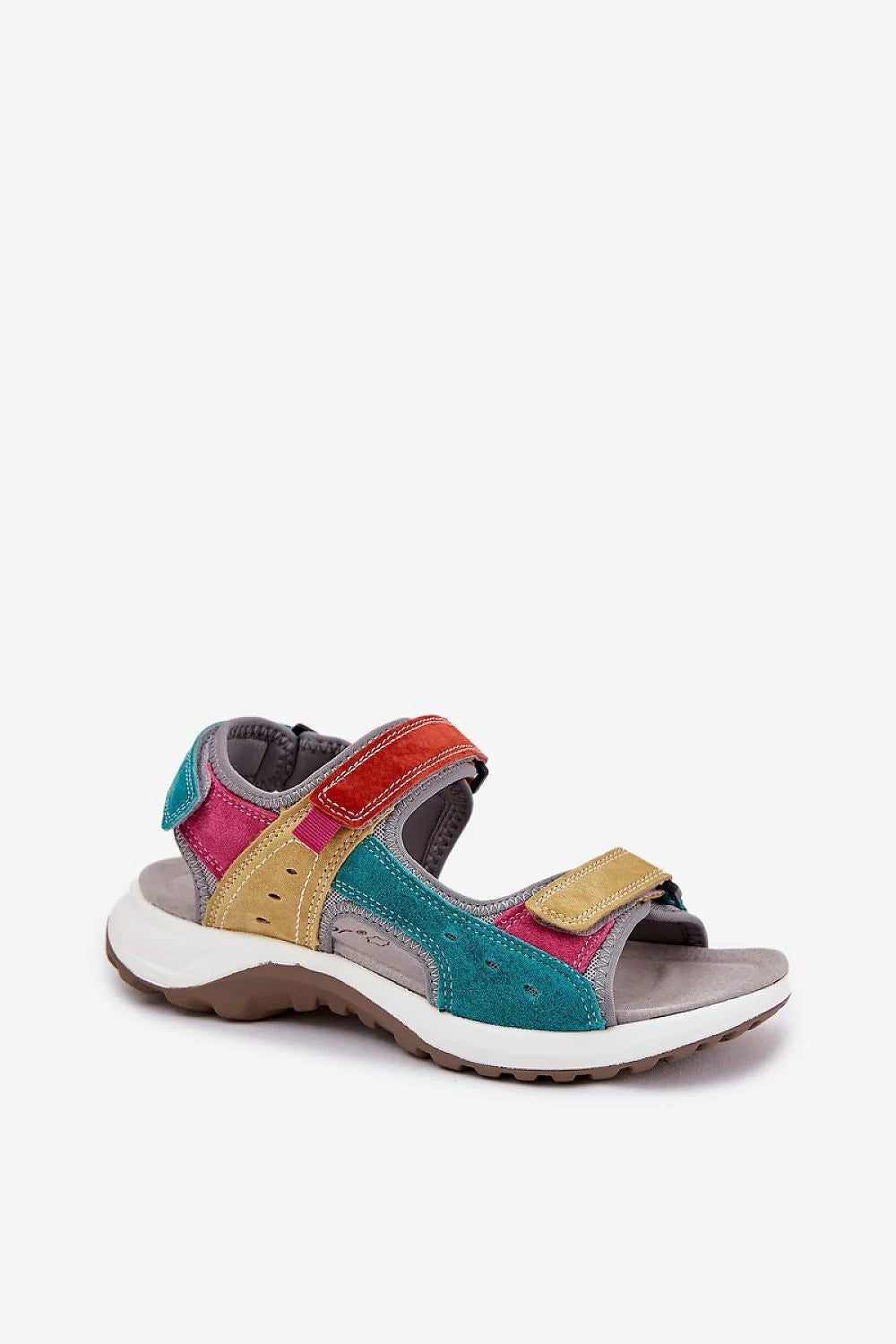 Sandales femmes design audacieux multicolore été 2023 Vinceza cuir suédé naturel confort durable brides velcro semelle cuir rose turquoise jaune rouge