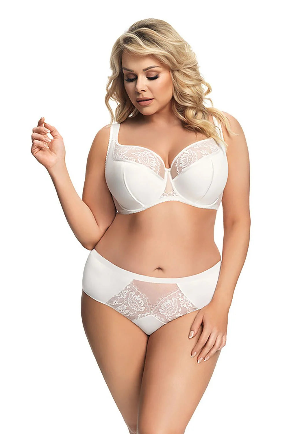 Ensemble lingerie femme dentelle tulle blanc élégance confort ajustable soutien-gorge culotte maintien optimal