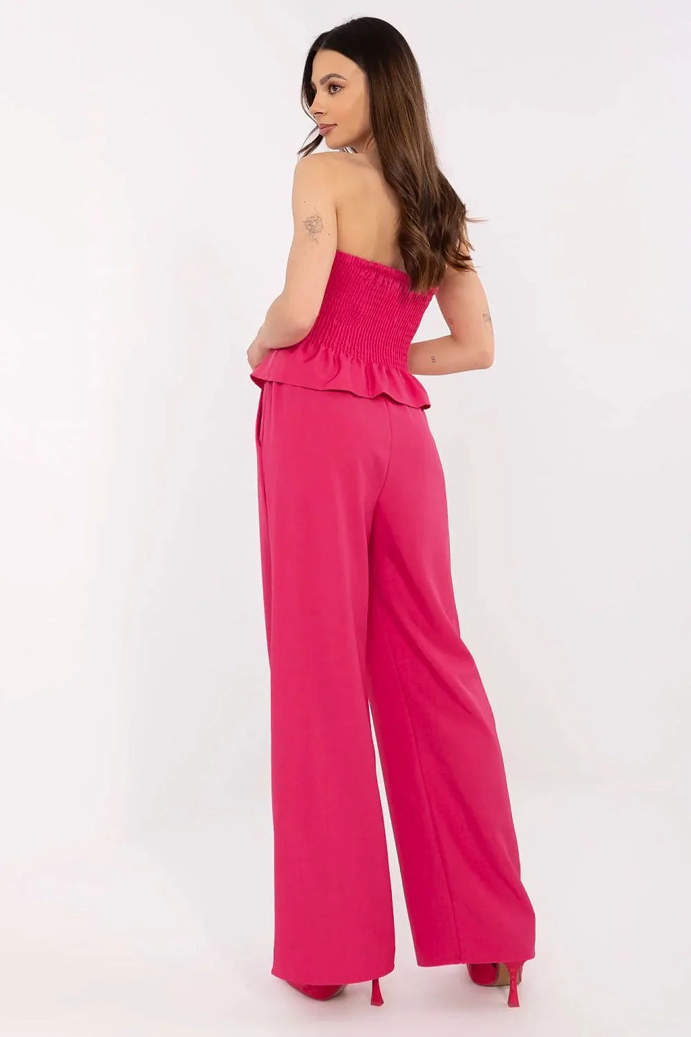 Ensemble féminin élégant moderne bustier pantalon couleur vif matière légère femmes occasion多种
