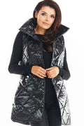 Veste sans manches noire matelassée brillante moderne femmes automne hiver confort mode tendance