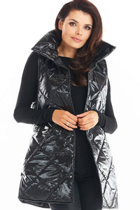 Veste sans manches noire matelassée brillante moderne femmes automne hiver confort mode tendance