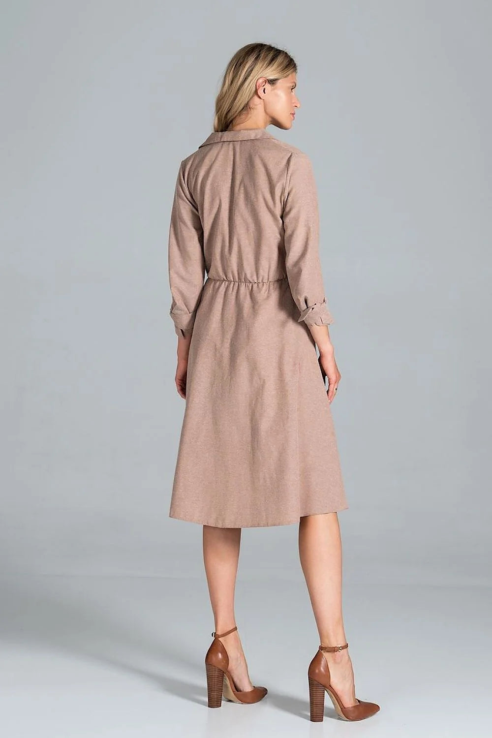 Robe chemise viscose décontractée à carreaux manches longues ceinture ajustable élégante pour femme automne
