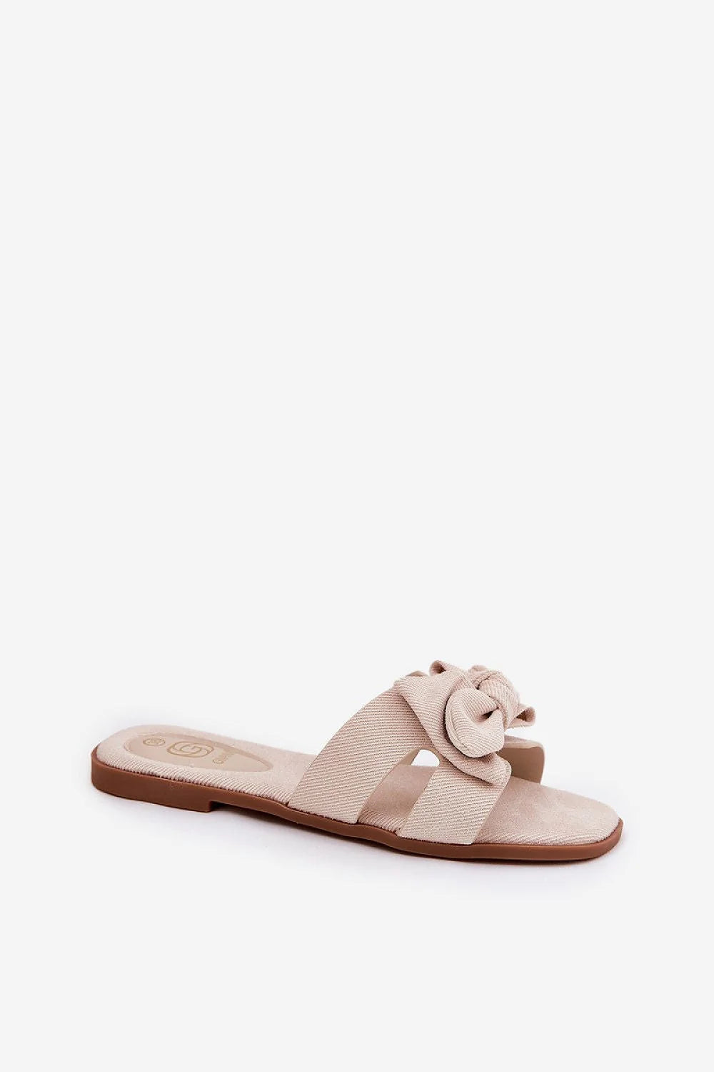 Sandales Clacquettes Step in Style Femme Tissu Beige Élégance Design Nœud Talon Plat Occasion Été